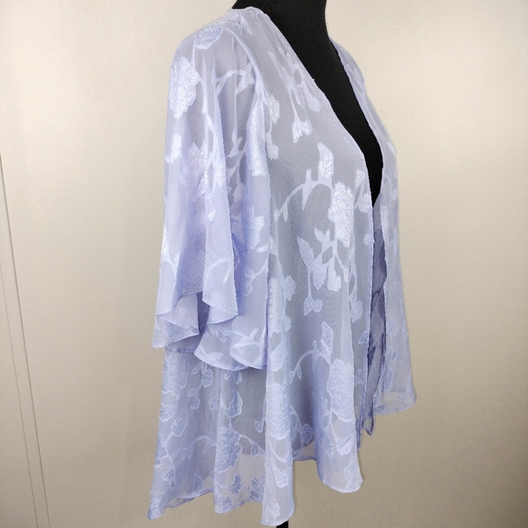 Elizabeth Williams Rose Pattern Sheer Open Front Lightweight Duster Sz. M - Picture 3 of 7